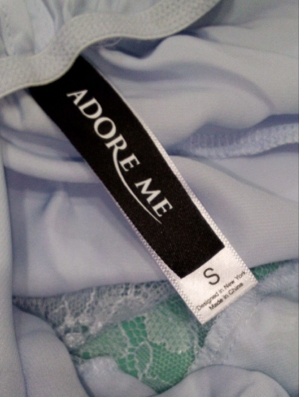 Adore Me Light Blue Lace-Trim Plunge Romper - Picture 5 of 5